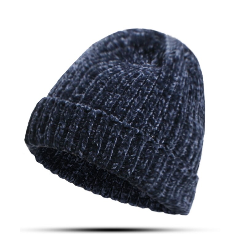 Bonnet épais en maille Chenille pour l&#39;hiver, mignon, décontracté, couleur unie, Skullies, Ski: G