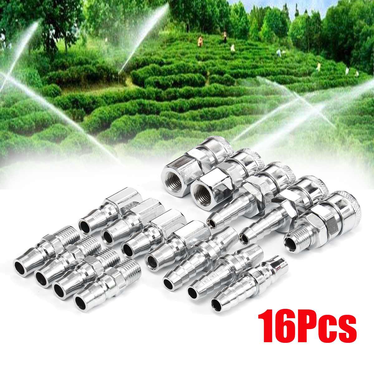 16pcs Quick Connector BSP Line Hose Fittings Compressor Connector Quick Release Coupler Set