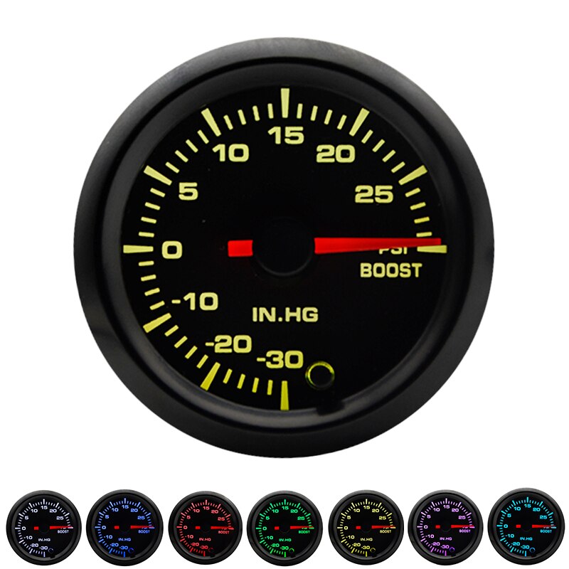 2" 52mm 7 Farben LED Schub/Wassertemperatur/Öltemperatur/Öldruck/Voltmeter/Luftkraftstoffverhältnis/ETT/Tachometer U/min Autoanzeige + Messgerät Hülsen: Armee Grün