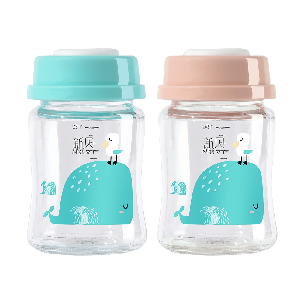 NCVI-contenedores de almacenamiento de alimentos para bebé, frascos de comida para bebé de 5 oz con tapas, sin BPA, para colección y almacenamiento de leche materna, 2 paquetes: 150ml