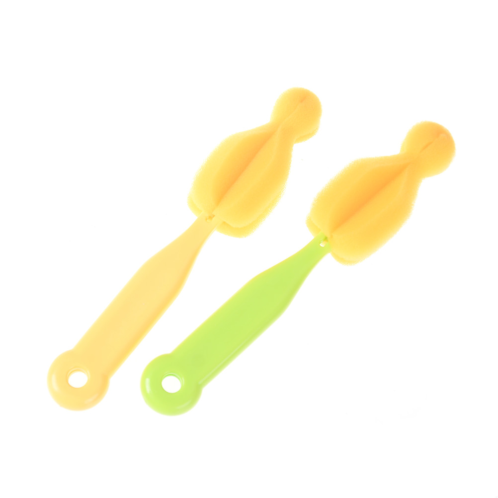 2 Pcs 360 Brushes Degree Infant Pacifier Cleaner Rotating Sponge yellow Baby Nipple Brush Babies Teat Cleaning Feeding Bottle