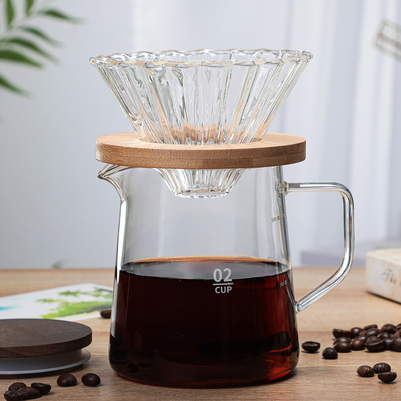 300ml 500ml V60 Resistant Glass Coffee Maker Coffee Pot Espresso Coffe Machine with Stainless Steel Filter Pour Over Drip Pot
