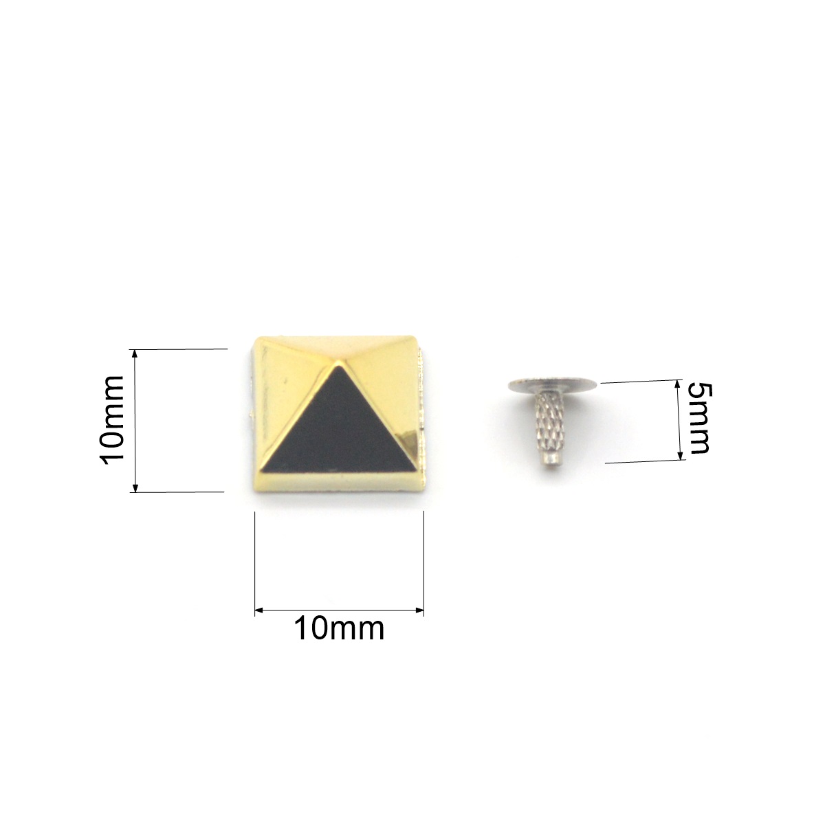 KALASO 50 juegos de 10mm plateado chapado en oro ABS pirámide cuadrado Punk tachuelas remaches picos para zapatos bolsa decoración de ropa artesanía Diy