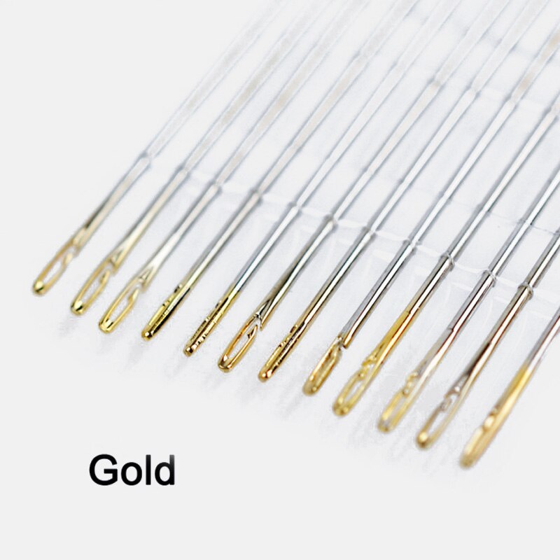 12 Stks/set Rvs Naalden Naald-Side Gat Blind Naald Threading Hand Huishoudelijke Naaien Ouderen Borduurwerk Naald