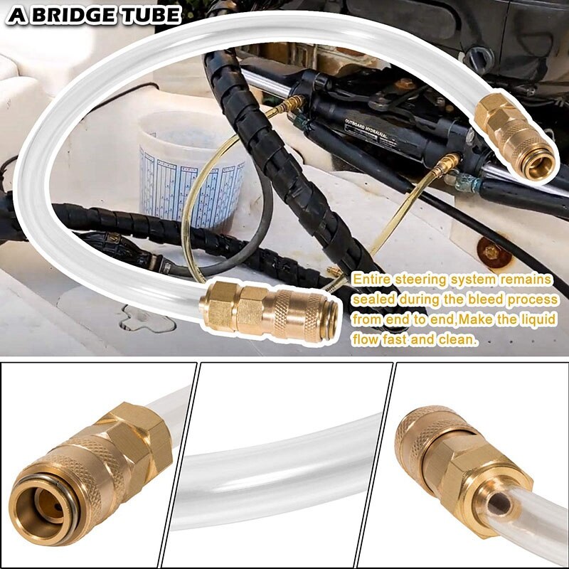Boat Bleed Tube Kit Filler Tube Kit Bridge Tube for Seastar Hydraulic Steering Systems HA5438, 2 Pack