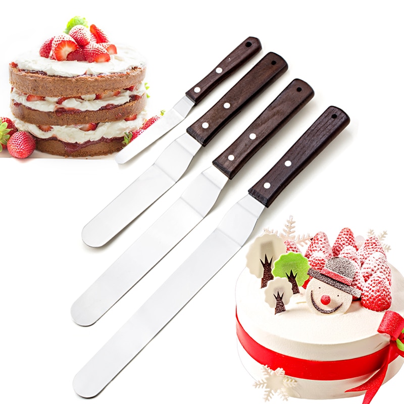Fais Du 4 6 8 10 Inch Spatel Cake Decoreren Gereedschap Roestvrij Staal Met Houten Handvat Crèmemes Spatel Voor Cake Gladder Gladdere Glazuur