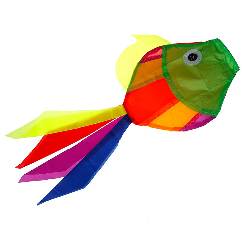 Aquilone di pesce arcobaleno Nylon Ripstop giocattoli Flying Beach Fun aquilone Windsock Outdoor Garden Decor linea per bambini giocattoli per lavanderia