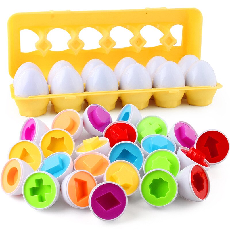 12 st/set pedagogiska leksaker smarta ägg som matchar tvinnade äggformar frukt och grönsaker 12- -pack simuleringsägg