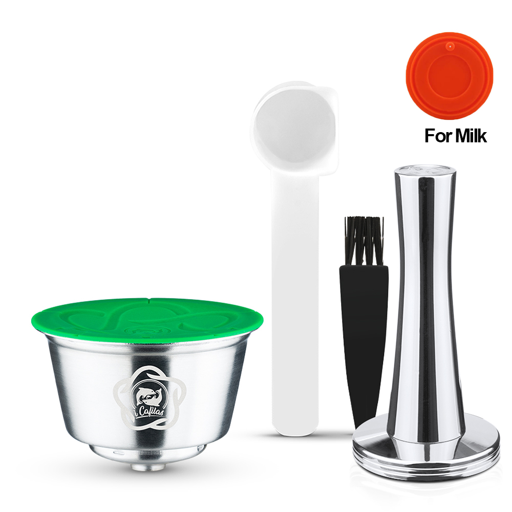 Icafilas Capsulas De Cafe Recargables Dolce Gusto Herbruikbare Hervulbare Capsules, Filters Voor Necafe Dolce Gusto Maker Koffie Pods: 1 pod 1t milk lid