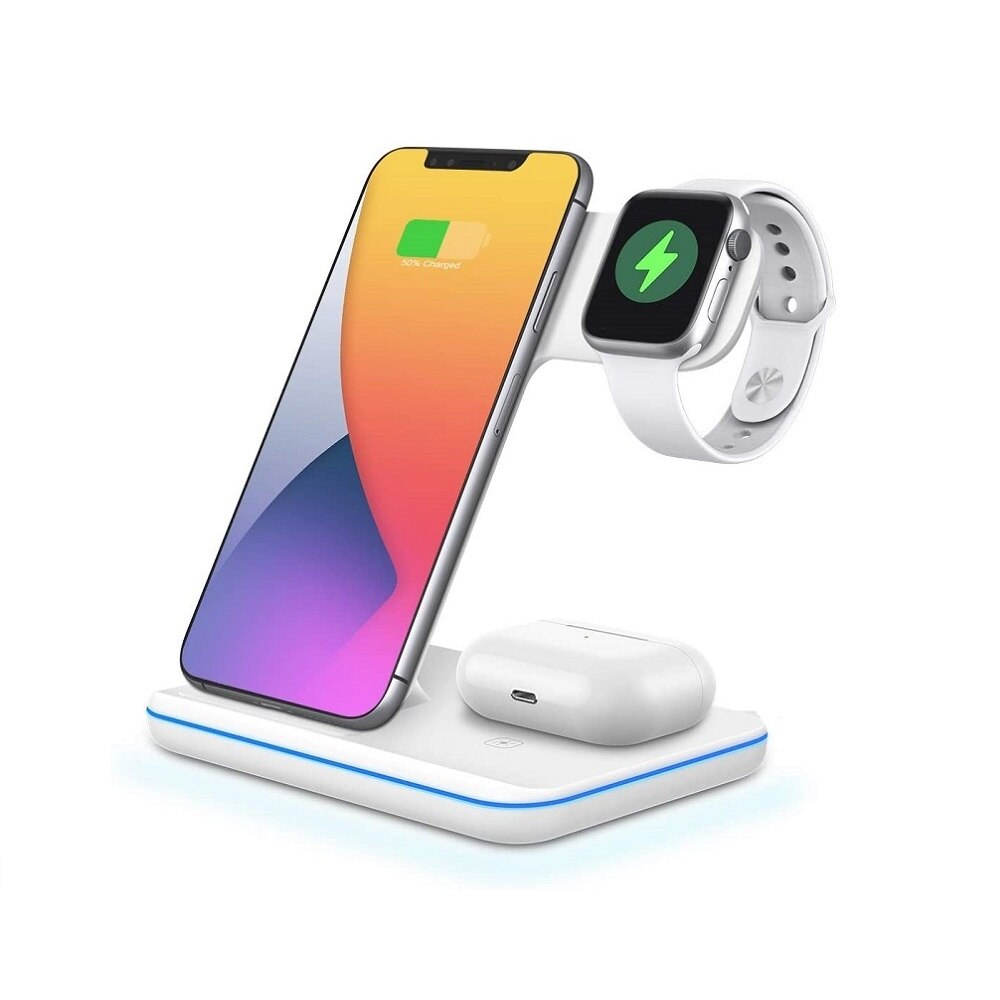 Fdgao 15w 3 em 1 qi carregador sem fio para apple watch 6 5 4 3 2 airpods pro para iphone 11 xs max xr x 8 carga rápida doca estação: Style A White