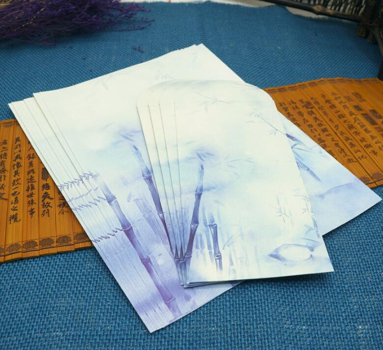 Papel chino Estilo Vintage para escribir sobre papel carta 4 set/lote: Azul