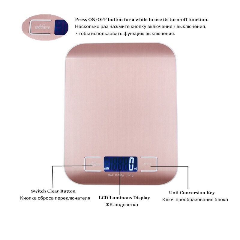 Báscula Digital de Metal para pesar alimentos, balanza electrónica de 10Kg, 1G, herramientas de cocina para el hogar