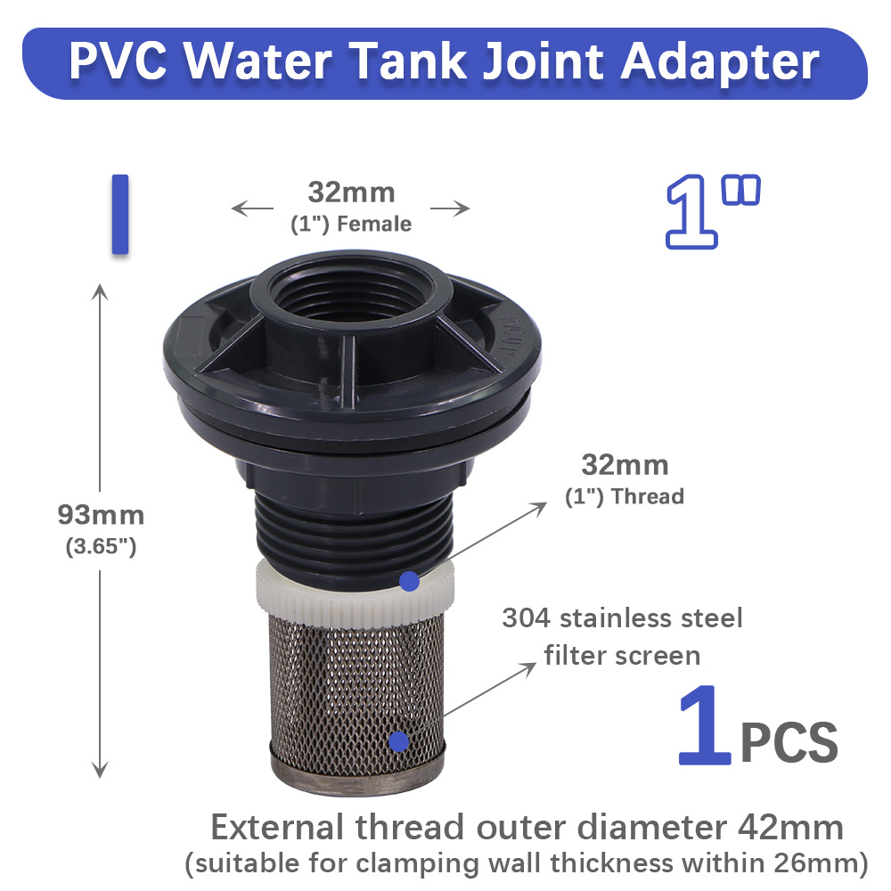 1/2" 3/4" 1" Water Tank Joint 304 Stainless Steel Filter Female Thread Seal Washer Garden Irrigation Aquarium Fish Tank Adapter: green