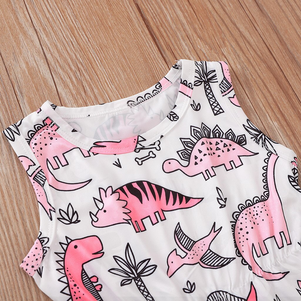 0-24M Newly Summer Infant Baby Girls Boys Bodysuits Animal Print Sleeveless Tassel Jumpsuits Clothes