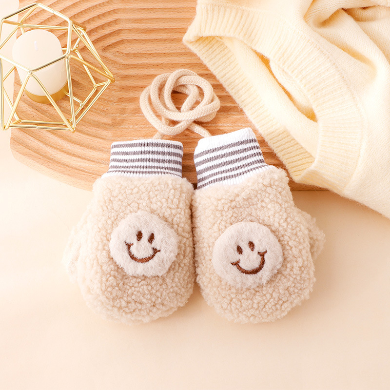 Warmom Karikatur Baby Fäustlinge Winter Warme freundlicher Baby Mädchen Handschuhe Acryl freundlicher Kleinkind Handschuh Handschoen Winter Handschuhe freundlicher 1-3Y: C Beige