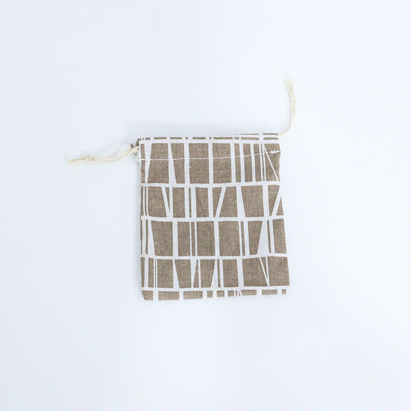 Mode Multifunctionele Draagbare Reizen Cosmetische Zak Katoen Trekkoord Student Doek Bag: Brown-S