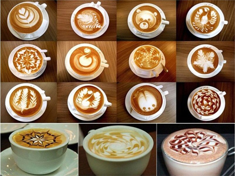 16 stuks/set keuken koffie sjablonen mal decor cappuccino koffie barista sjablonen sjabloon strooipad stoffer koffie spray gereedschap