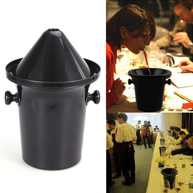 2 Stuks Ronde Dubbele Oren Wijn Kwispedoor Plastic Wijnproeverij Kwispedoor Ijsemmer Wijn Proeven Accessoires (Zwart)
