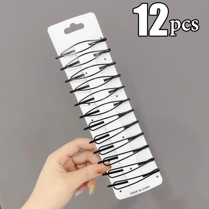 3/12 Uds pasadores de Metal negro pinzas para el cabello horquillas onduladas horquilla de Invisible BB Clip onda horquilla accesorios para el cabello: Blanco