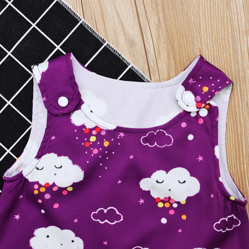 Autumn Children Sleeveless T-shirt Baby Cotton Rainbow Clouds Moon Pattern for Boy Girls Clothes Cartoon Tops