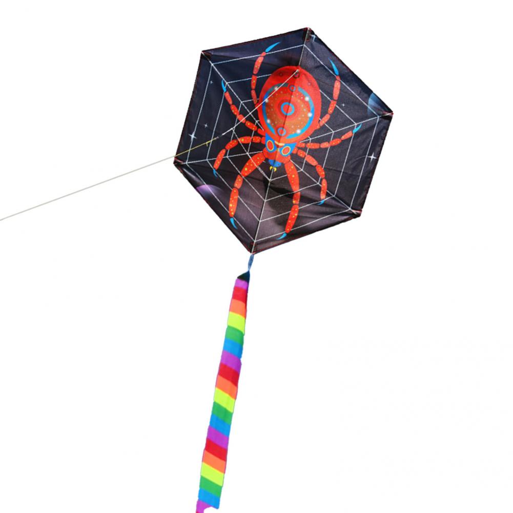 Nützlicher, sechseckiger drachen mit spinnenmuster für den außenbereich, windbeständiges spinnennetz