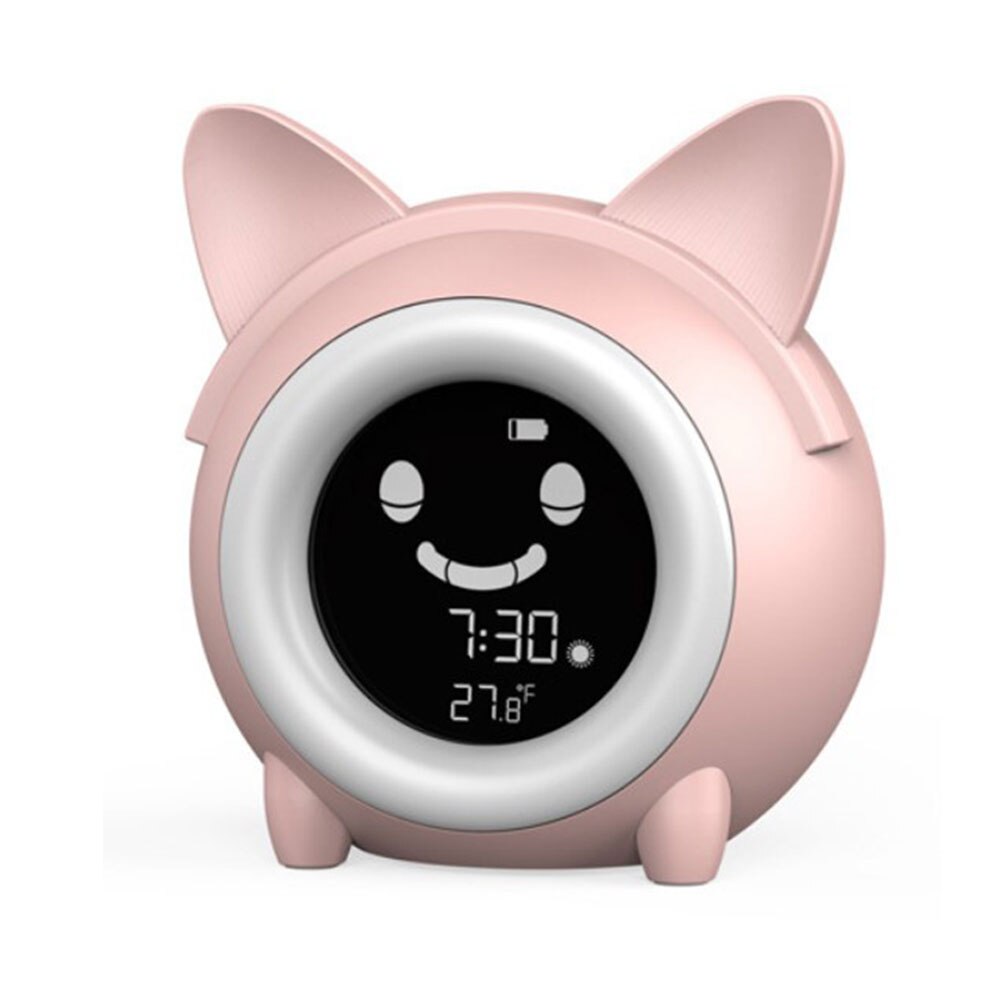 Kids Child Alarm Clock Sleep Training Clock Colorful Night Light Digital Wake Up Clock With Temperature NAP Timer For Bedroom: Pink