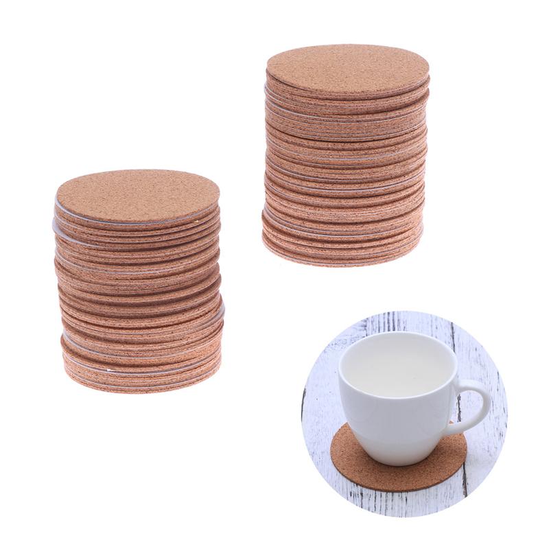12/30 Pcs DIY Round Cork Mats Self-Adhesive Eco-Friendly Insulation Coasters Cup Pads DIY Self Adhesive Round Cork Cushion