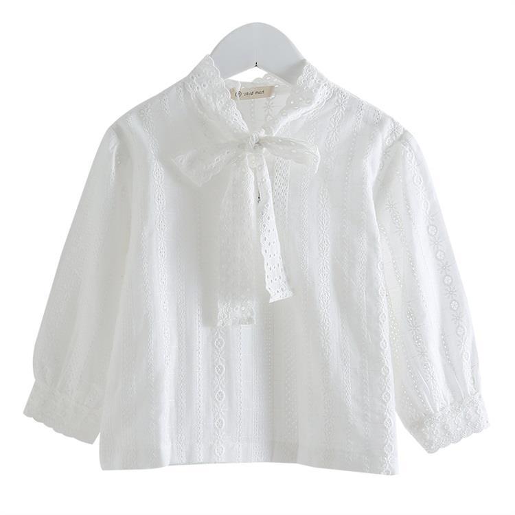 Girls' Shirt Spring Little Girl Western Style Shirt Children's Fashionable Hollow Top