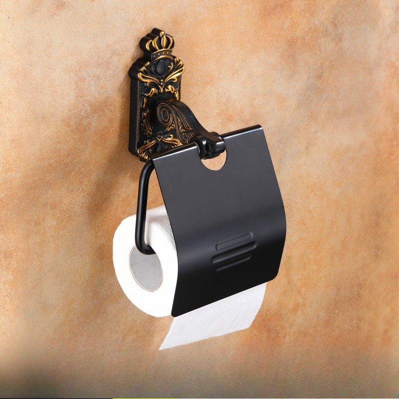 Soporte de papel higiénico montado en la pared Vintage clásico baño antiguo rollo de latón caja de pañuelos accesorios de baño: YELLOW