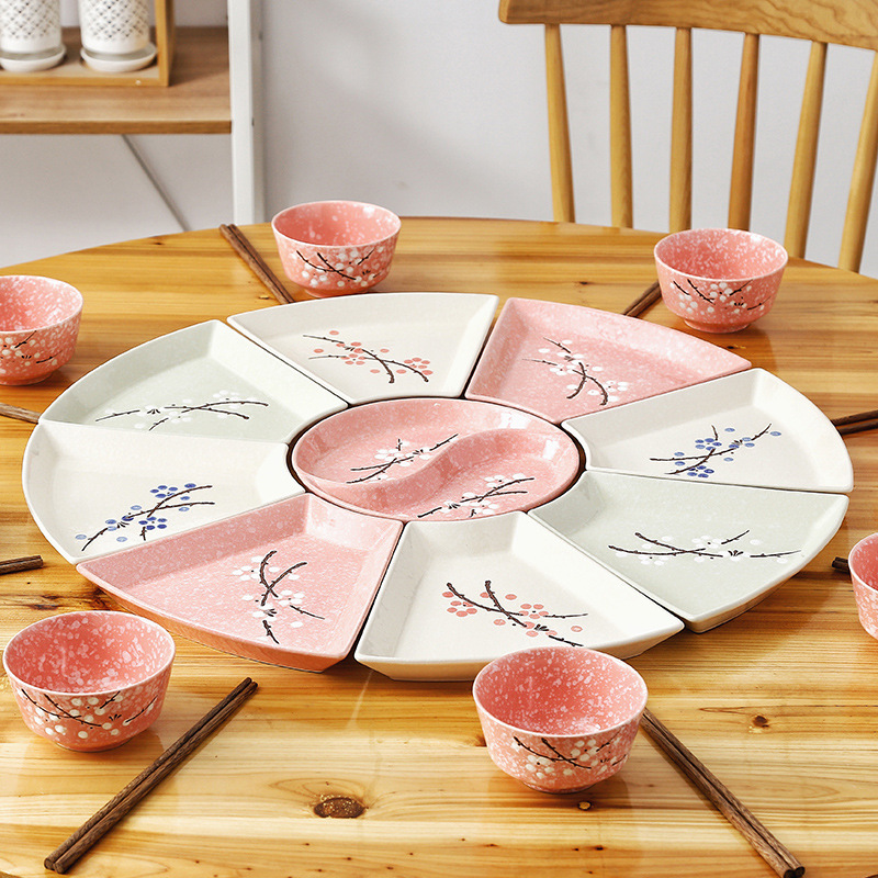 Reunion Platter Family Dinner Plates Hotel Seafood Ceramic Platter Brine Pendulum Plate Combination Box Plate Sets Dishes