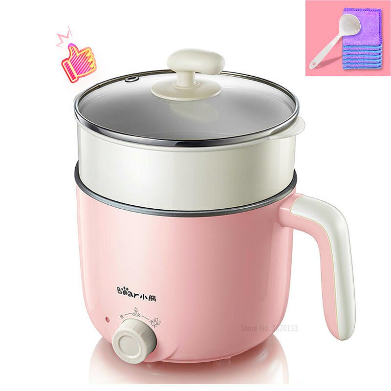 Multikokere elektrisk komfyr gryte reisekomfyr korrosjonsbestandig rustfritt stål 1.2l 600w med dampstativ 220v