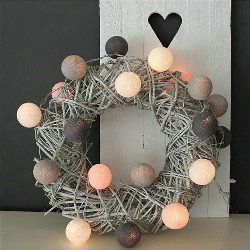 3m 20 lysdioder bomull ball string lys batteri bomull ball lyskjede varm hvit guirlande lumineuse julebelysning