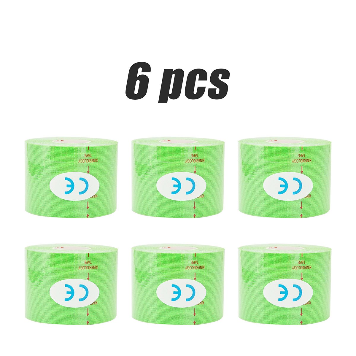 1/6/10 Pcs jasnozielony bandaż mięśni sport bawełna elastyczny klej taśma obrażeń kolana ból mięśni ulga: 6 Pcs / 2.5cmX500cm