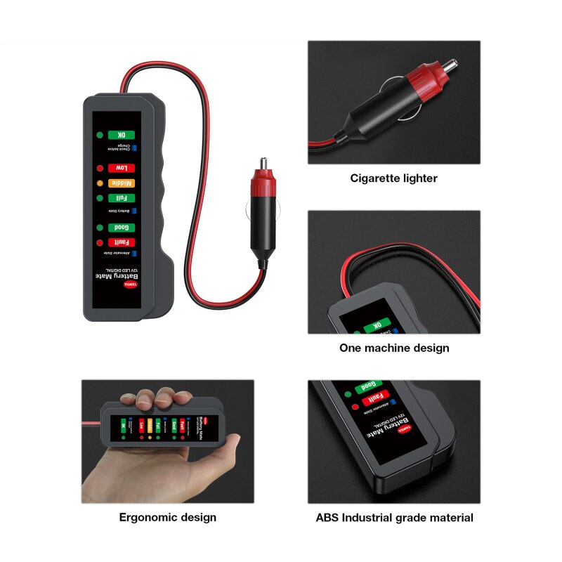 Mini 12V Car Battery Tester Digital Alternator Tester 6 LED Lights Display Car Diagnostic Tool Auto Battery Tester For Car