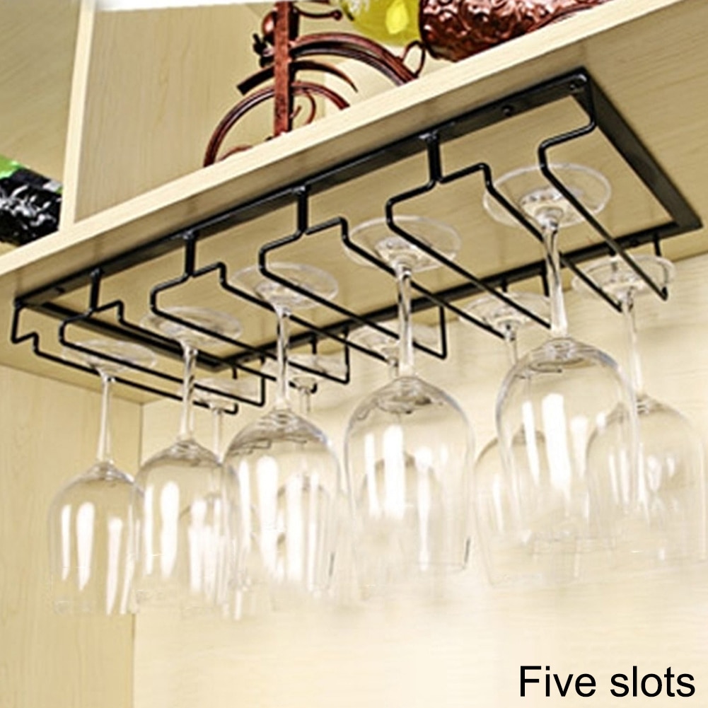 Estante para copa de vino en casa, artesanía metálica de hierro, colgador para botellas de vino con 3/4/5 filas, soporte para copas de vino, decoración del gabinete del vino