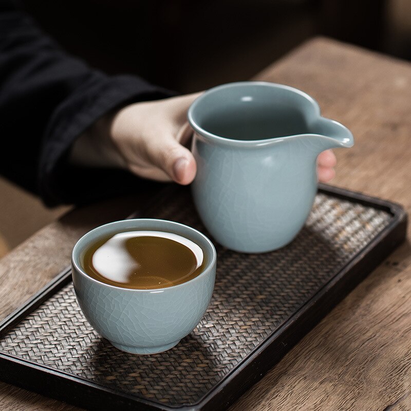 Taza grande de horno Ru, taza de té Vintage, se puede elevar, taza de burbuja, media luna, taza maestra de porcelana Ru, taza individual