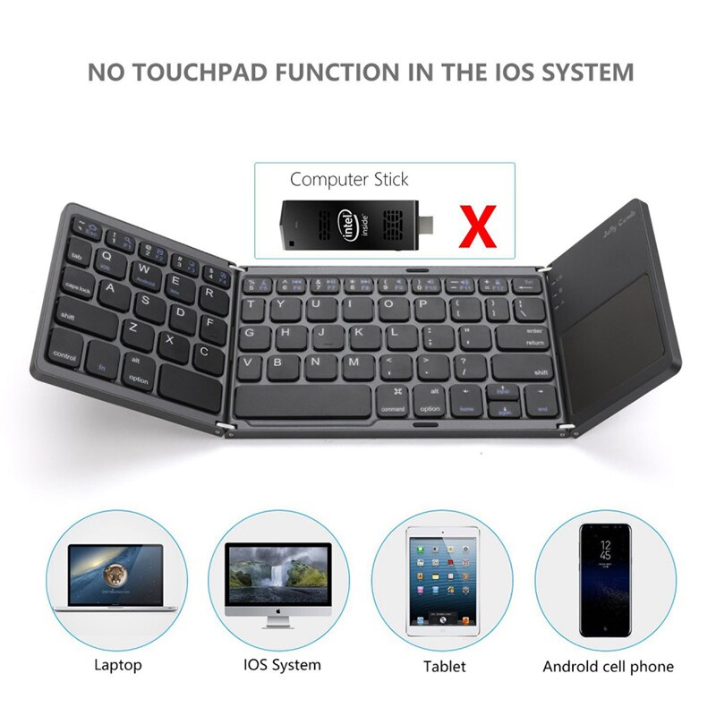 Mini Handy Wireless Three Foldable Bluetooth Keyboard With Folding Touchpad Portable Keypad For IOS/Android/Windows ipad Tablet