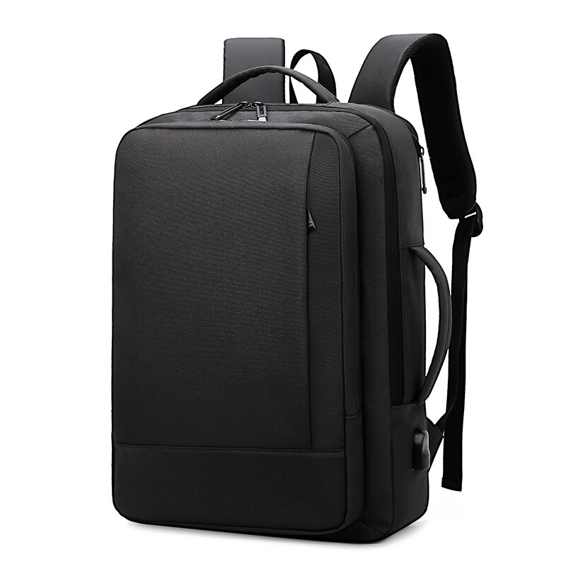 Tredobbelt lag stor kapacitet mænds rygsæk rejsetaske stof mænds store rygsæk luksus afslappet business laptop taske: Sort