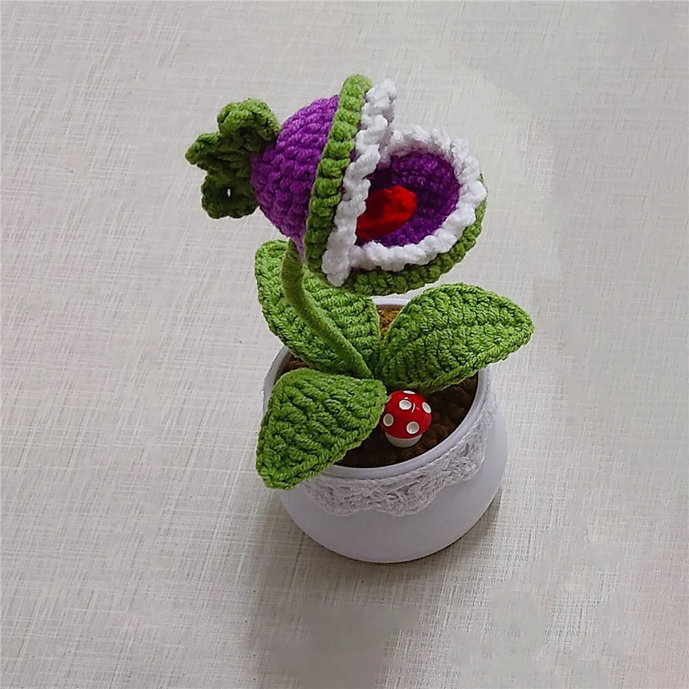 Pflanzen Zombies Handgestrickte Sonnenblume Erbse Blume Topfpflanze Schreibtisch Dekor für Heimat Sekretariat Ideale für Freund Tischdekoration