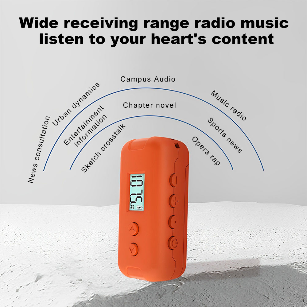 Draagbare fm-zakradio, mini-dsp-radio, 50-108 mhz met lcd-scherm, 3.5mm koptelefoons, handheld radio voor buitensporten