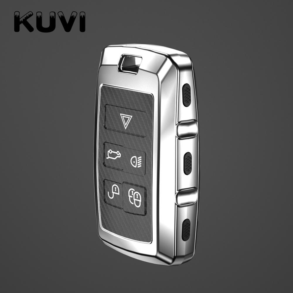 TPU Carbon Grain Key Case Fob Shell Cover Skin For Range Rover Velar For Land Rover Discovery 5 For Jaguar E-Pace: silver