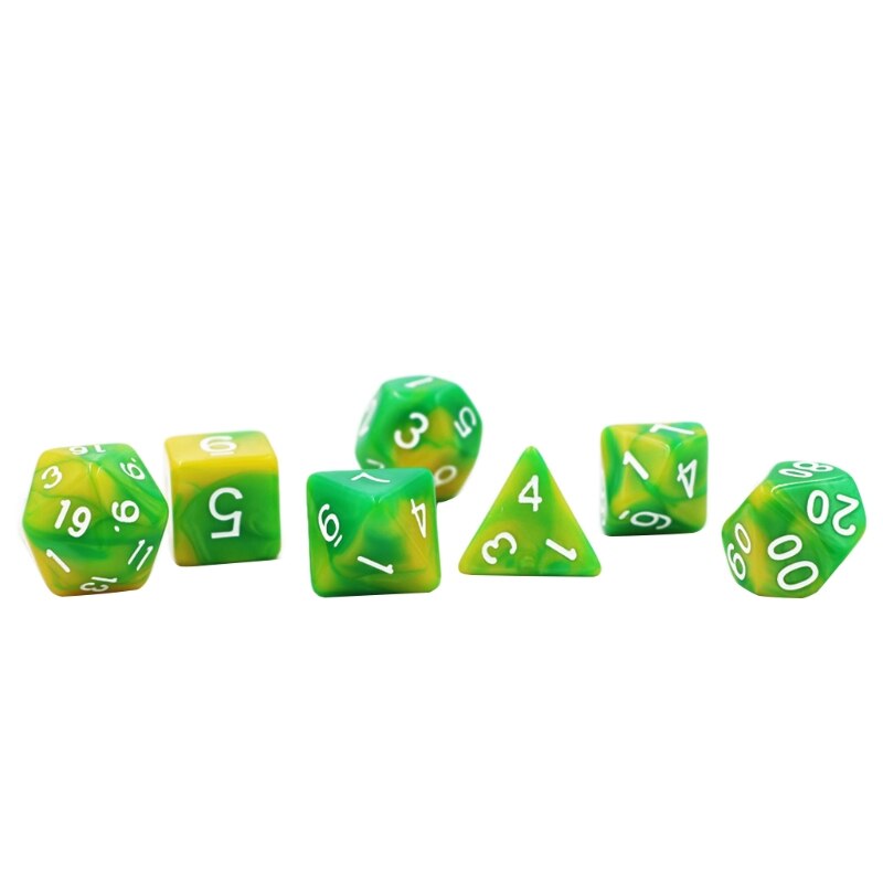 OOTDTY 7pcs/set Acrylic Dice Set Different Shapes Digital Dice for RPG MTG DND Board Game Role Playing Games: F