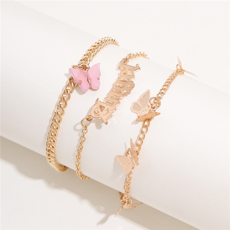 Modyle-Bracelet de cheville papillon pour femmes, chaîne couleur or, Bracelet de cheville angulaire du pied, cheville de plage, bijoux bohème, nouvelle ,