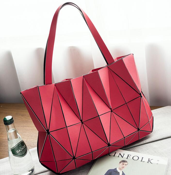 Maelove women-bag Geometric Diamond Folding Tote Shoulder Bags Matte color Geometry Handbags for Girls: matte color red