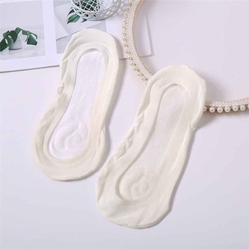 Women Socks Summer Thin Sock Slippers Sock Silicone Antiskid Ice Silk Socks Seamless Invisible Women Boat Socks: white