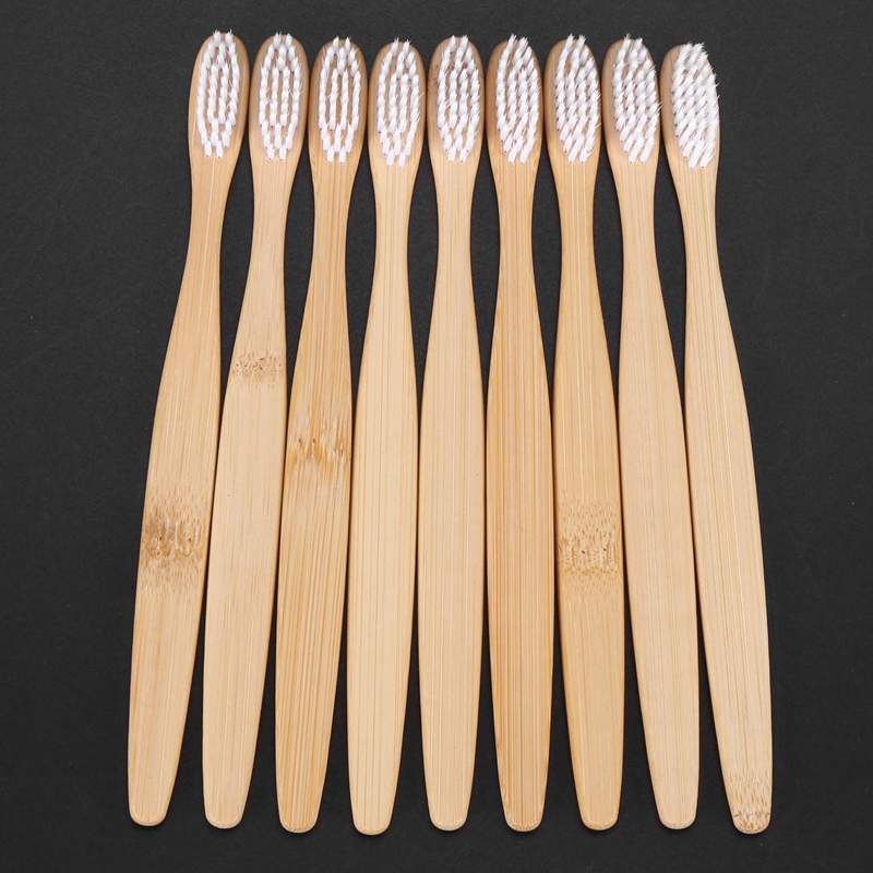10Pcs Milieuvriendelijke Hout Bamboe Tandenborstel Bamboe Fibre Houten Handvat Tandenborstel Whitening