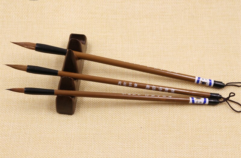 Juego de pinceles de bambú para escritura, Set de 3 unidades de pinceles chinos tradicionales para caligrafía, práctica de pintura, Penholder, suministros de pintura china: Brown brush