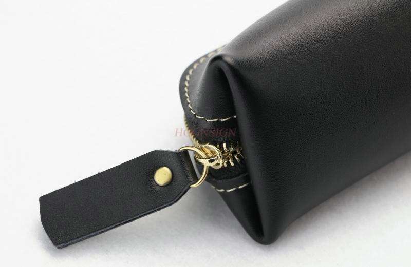 Estuche Cuero Simple lápices de gran capacidad para estudiantes, bolsa de lápices de cuero, bolsa de papelería para hombres y mujeres, caja triangular para artículos escolares