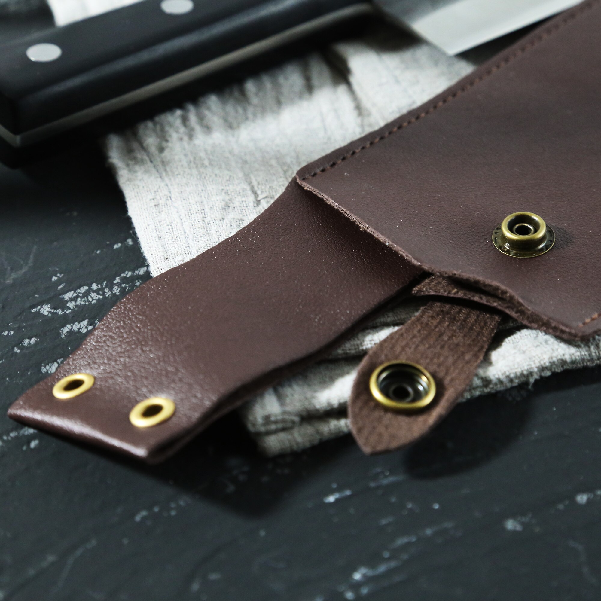 XYJ 8 Inch Chef Knife Sheath Soft PU Leather Belt Loop Buckle Type 5 Piece Blade Cover Set