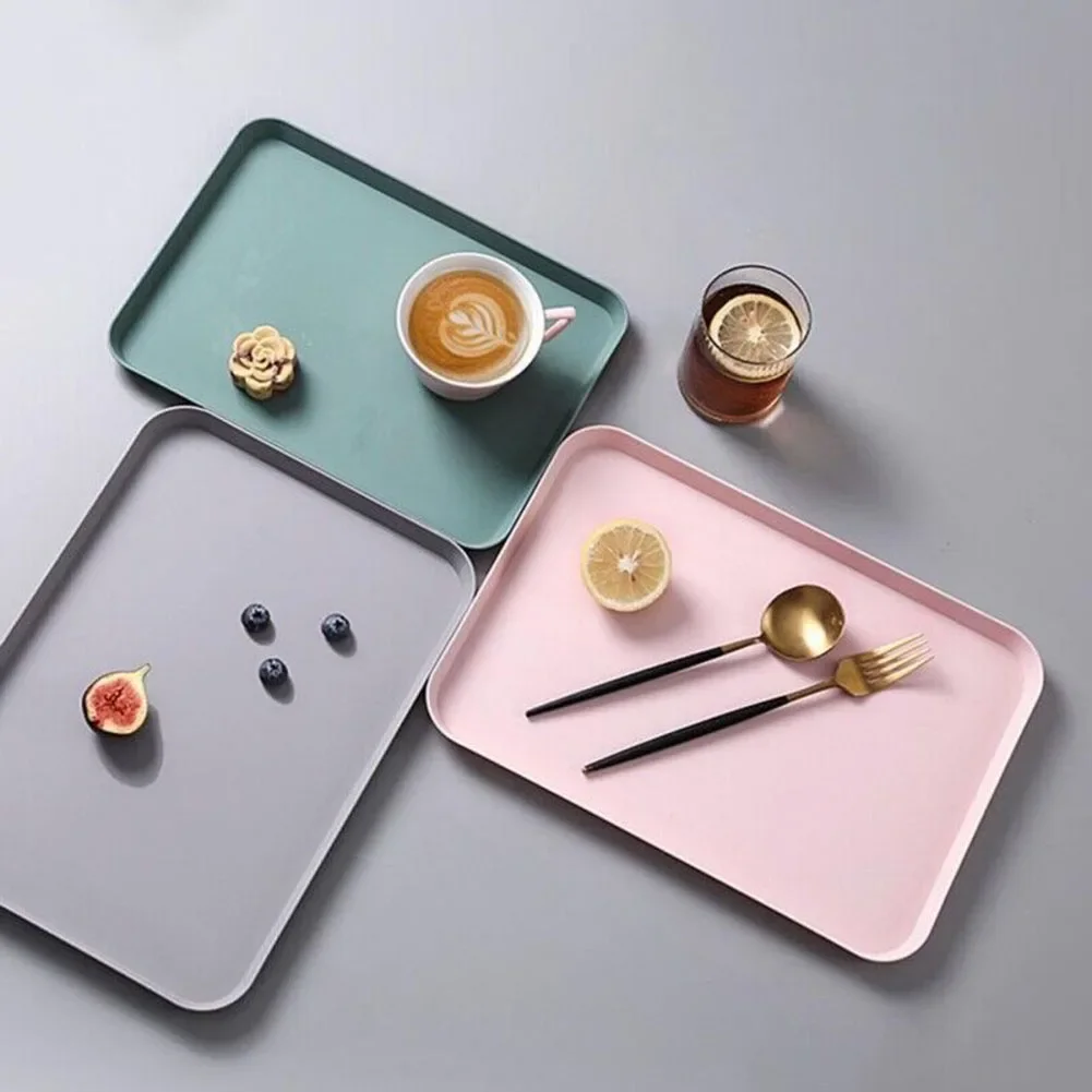 Bandeja de plástico para servir restaurante, bandeja de postre de frutas y té para el hogar, bandeja de almacenamiento de alimentos resistente antideslizante, organizador de cocina